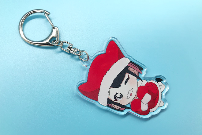 ピンクジャージとサンタ衣装がかわいいアクリルキーホルダー