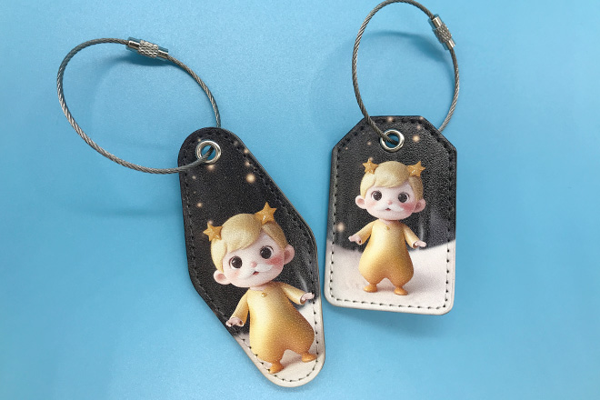 丸みのあるイラストがかわいいPUレザーキーホルダー