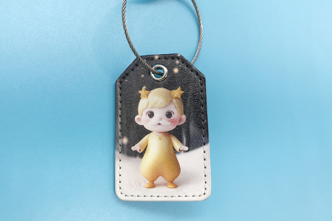 丸みのあるイラストがかわいいPUレザーキーホルダー