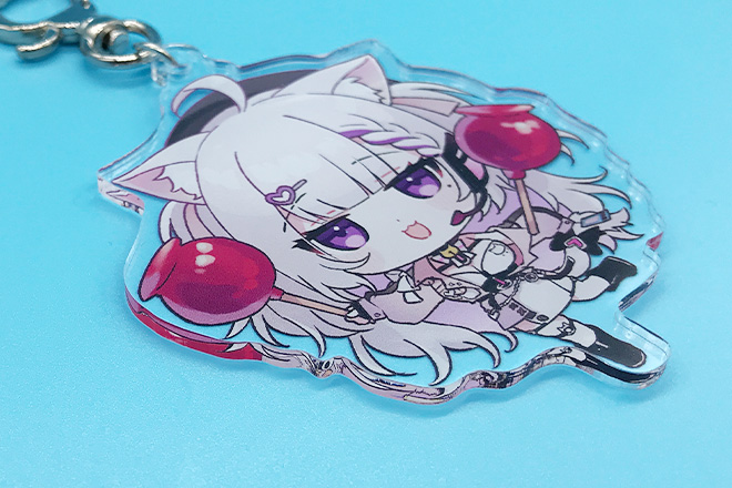 りんごアメを持つ猫耳キャラのアクリルキーホルダー