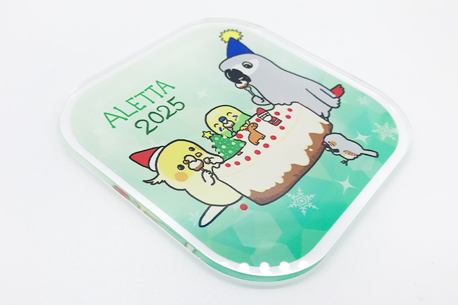 クリスマス気分が高まる小鳥のアクリルコースター